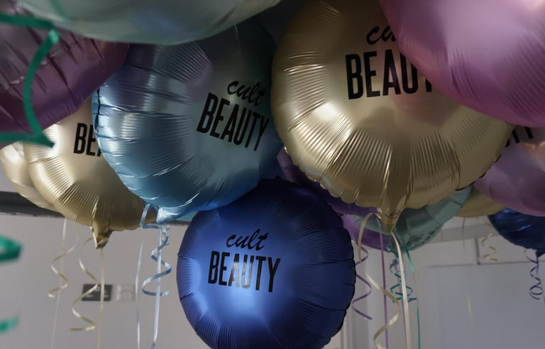 Cult beauty branded balloon
