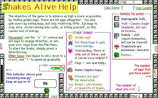 Snakes Alive nifty Help Guide! Basically...survive!