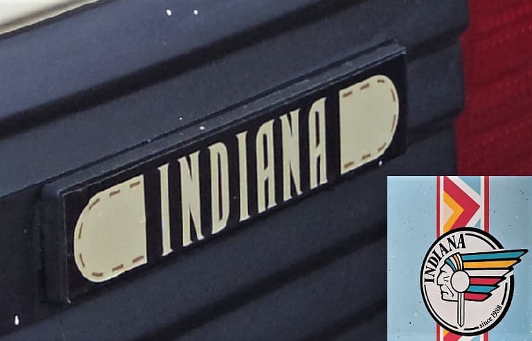 monogramme peugeot 205 indiana et logo du restaurant indiana café