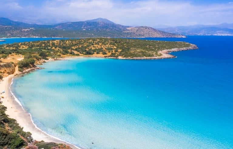 Scenic view of Voulisma Beach in Crete