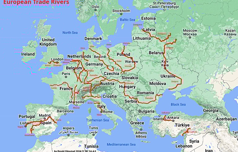 European rivers used in trade since ancient times
