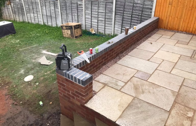 Brick garden wall built in Worcester by B R Building and Landscapes