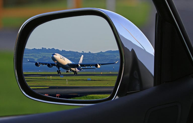 plane on rear mirror