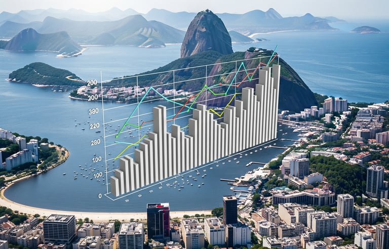 grafico generico com o Rio de janeiro ao fundo
