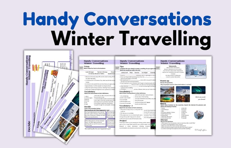 WINTER TRAVELLING ESL ELL lesson plan idioms, speaking, vocabulary