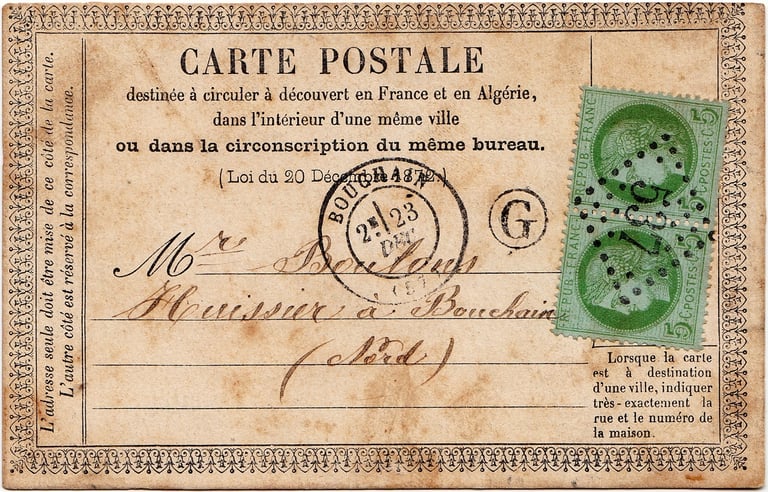 HASPRES, Postkarte mit 10 Centimes frankiert (Landposttarif) in der Landbriefkasten der Gemeinde