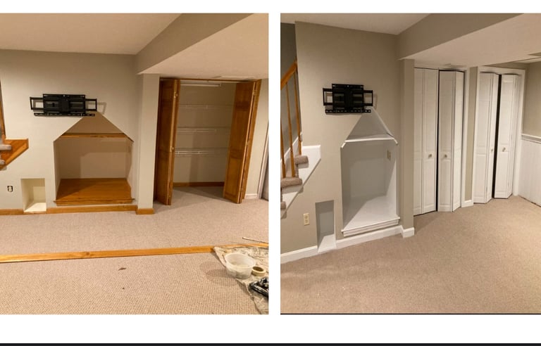 Interior painting basement Marshfield, MA.
