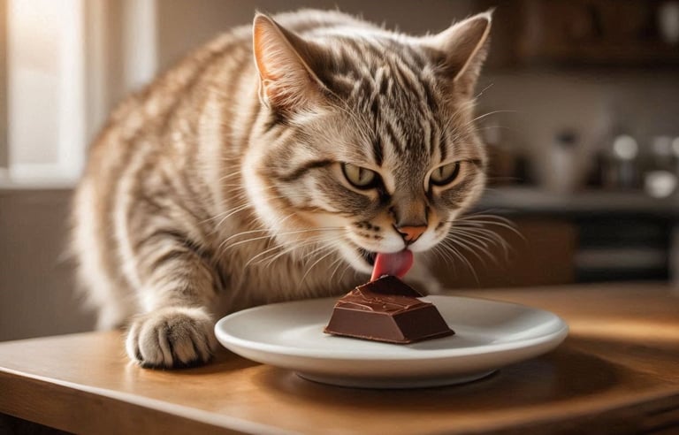 un gato comiendo chocolate