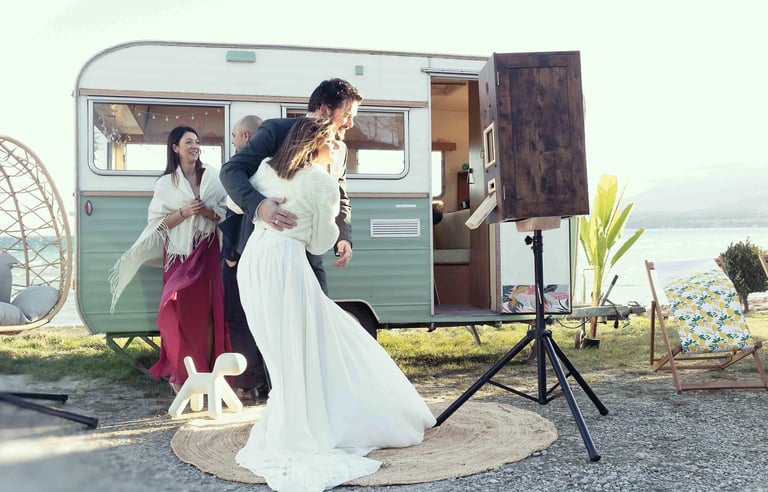 Caravane aménagée pour animation borne photo