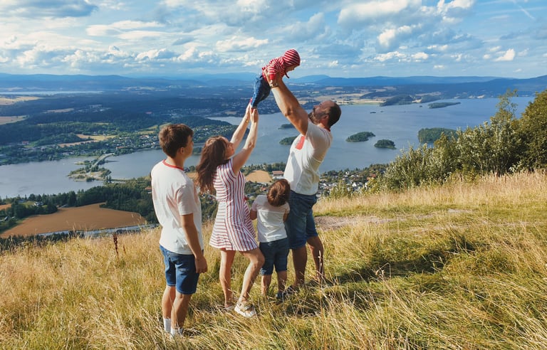 a family of four children playing in photosession