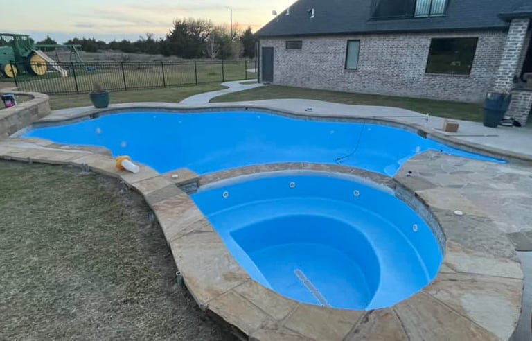 a hot tub and pool freshly painted