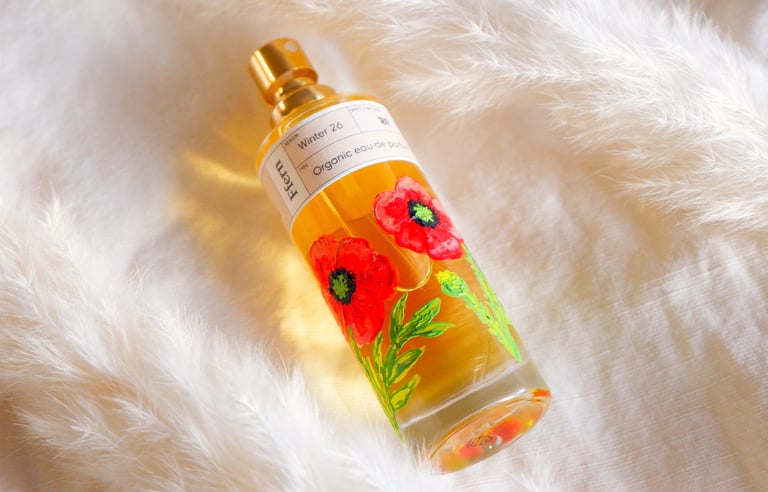 Live perfume bottle painting for brand activation by NYC live event artist Handwritten by Belle.