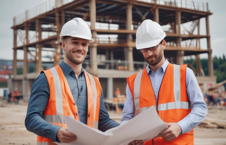 A black-and-white photo depicting a tall, modern building under construction with a visible crane. The structure appears next to an ornate, classical building with arches and columns. Leafy branches frame the image from the left corner.