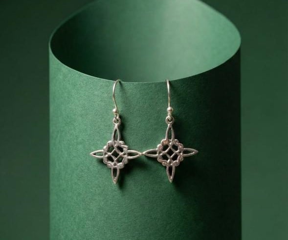 a pair of earrings with a starfish design