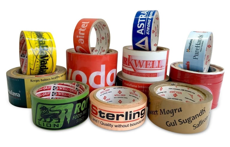 a variety of different colored tape tapes on a white background