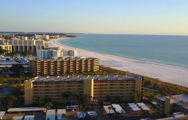 gulf and Bay on siesta key aerial view