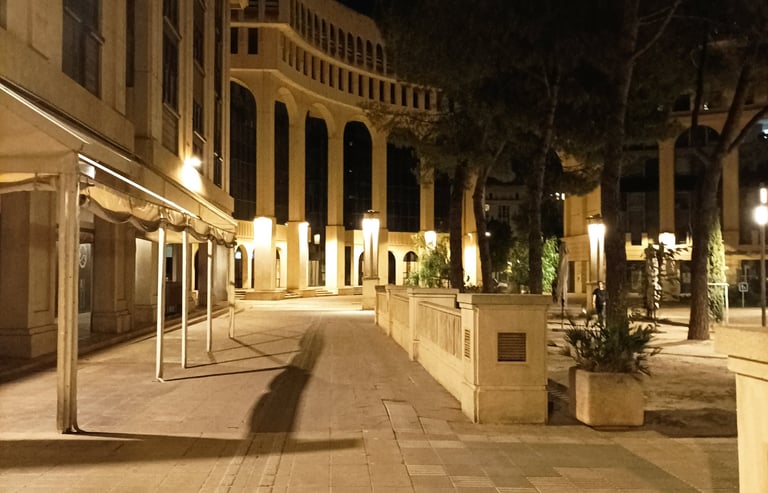 The neo-classical Antigone at night