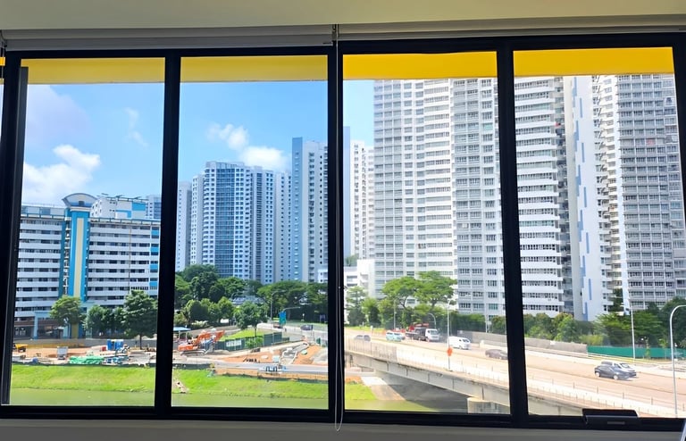 Comparison between window with and without solar film pasted