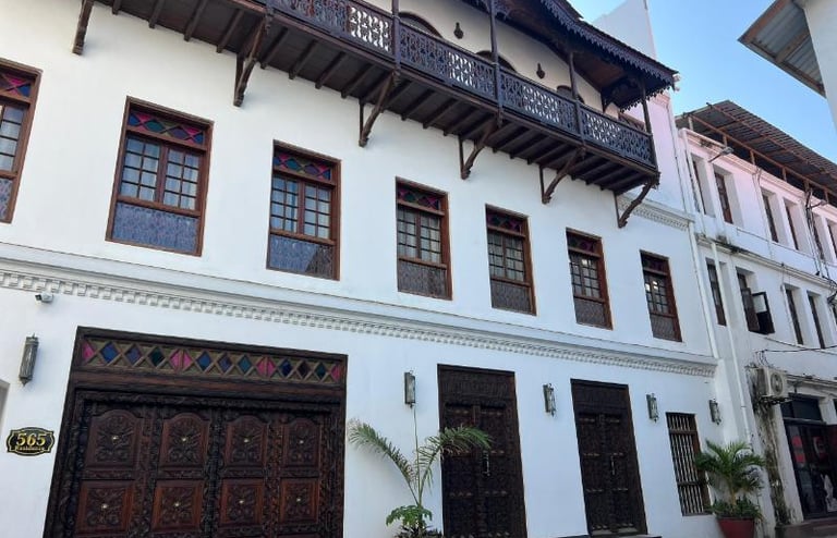 This beautifully preserved Swahili-Arabic building in Stone Town, Zanzibar, showcases the island’s rich architectural heritag