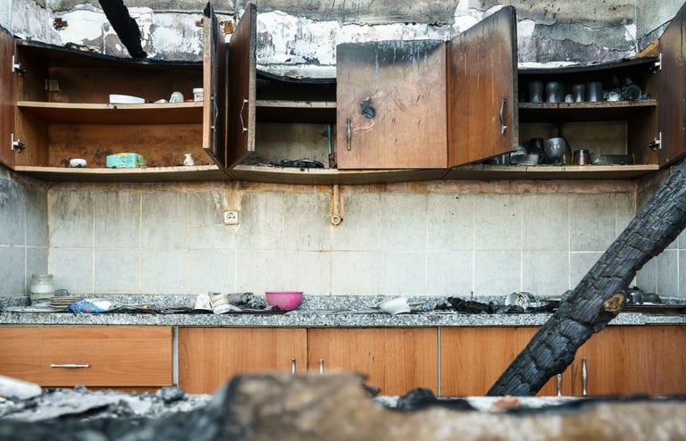 alt="devestation after kitchen fire in Long Island Home"