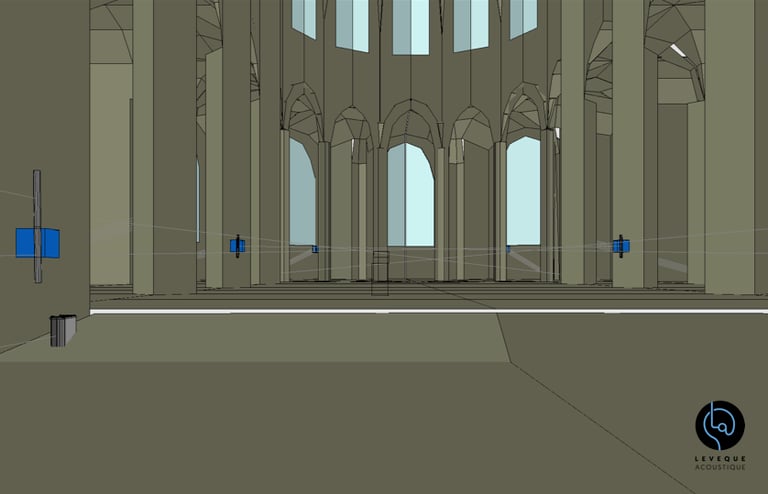 simulation 3d de l'étude acoustique gros plan