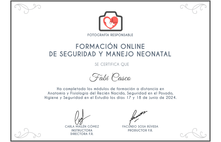 certificado capacitacion neonatal Fabi Casco