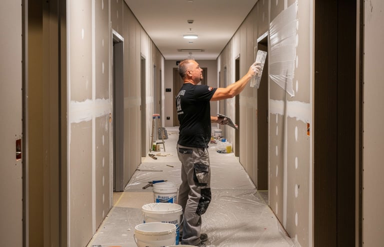 Professional Taper Jointer tool applying joint compound to drywall.