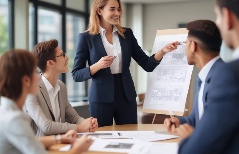 A professional managing condominium documents with a friendly smile.