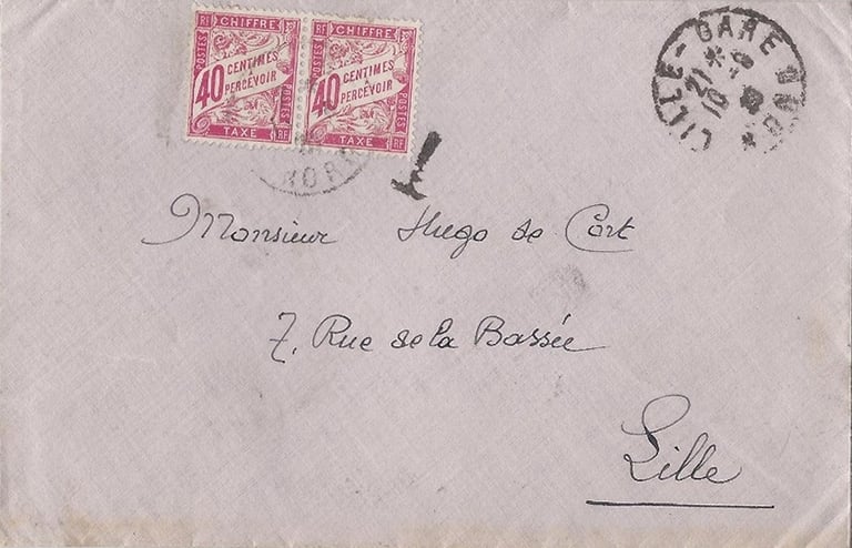 Nach dem Tarif vom 1. Mai 1926 kostete ein nicht frankierter Brief den Empfänger 80 Centimes (also d