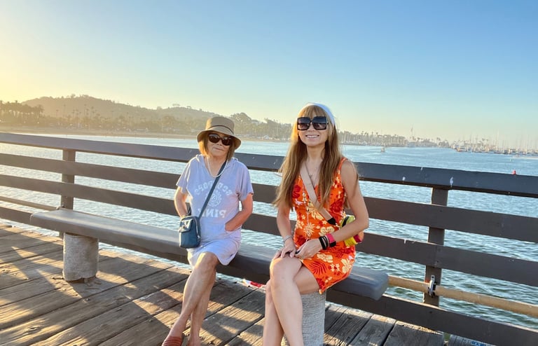 Mom and me in Santa Barbara after a Mahjong event