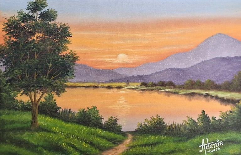 Curso Um Lago ao Entardecer