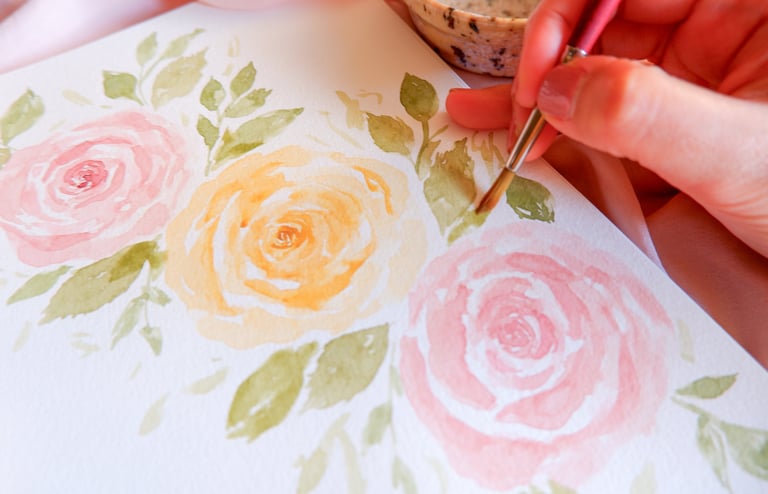 Live watercolor floral painting for brand activation by NYC event artist Handwritten by Belle.