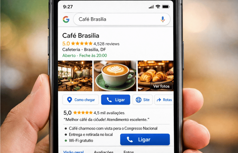 Empresa de Brasília no celular do Google meu negócio otimizado