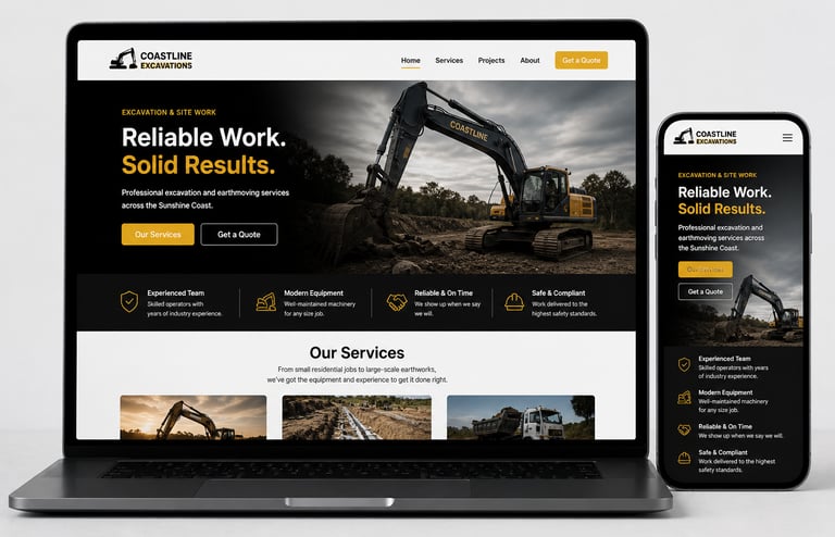 Standard website design for a service business
