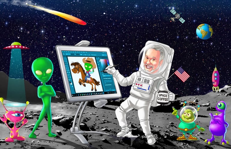 CartoonBob on the moon.