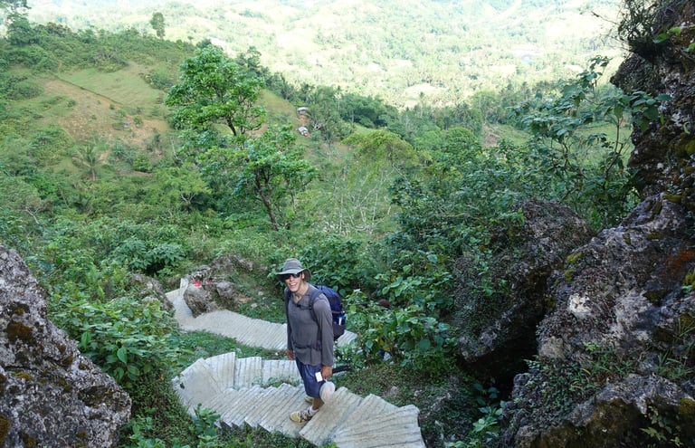 Winding stairs up to the peak