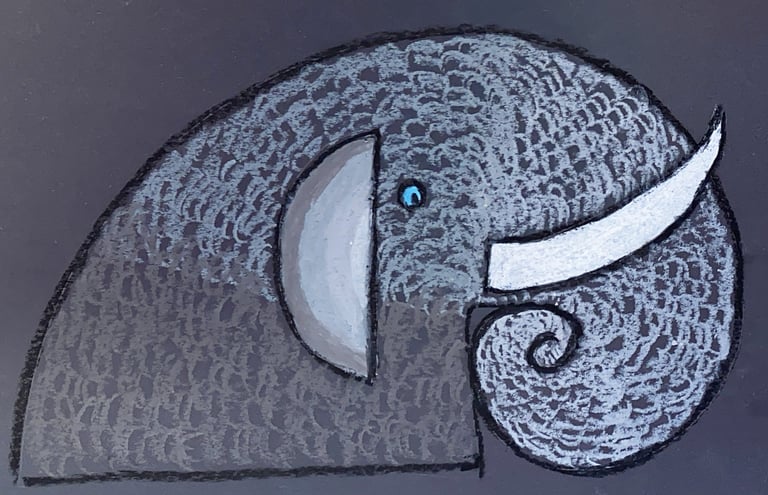 pastel drawing of an elephant