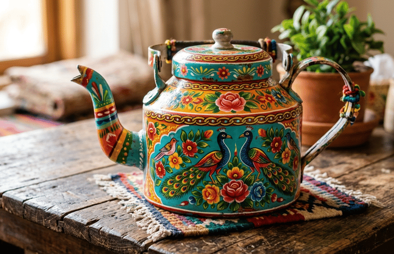 Vibrant hand-painted Truck Art kettle - Artisan Ghar Handpicked Reviews