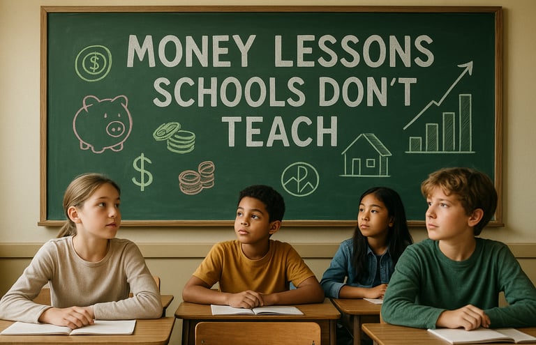 Children in a classroom learning financial literacy, money skills, and personal finance