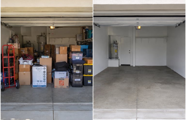 Before and after bulk removal for a move out.