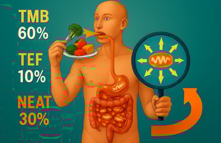 Como o metabolismo transforma comida em energia - TMB, TEF e NEAT