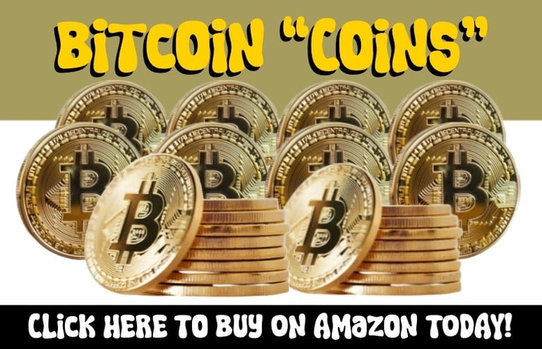 Bitcoin Souvenir Coins rolled and standing, ready to be handed out to family and friends.