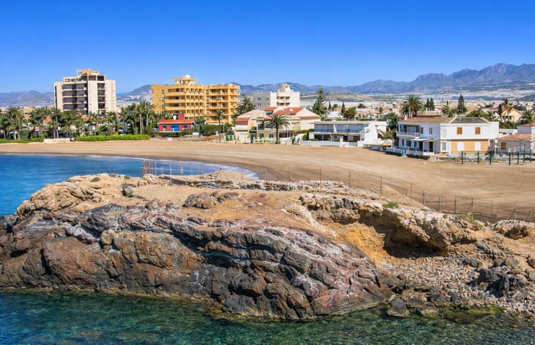 Promontory by the sea where the Punta de Gavilanes site is located, in Mazarrón.