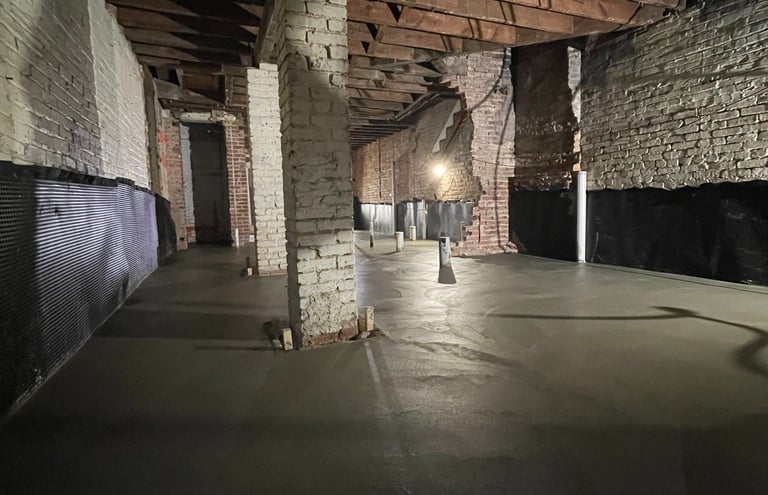 a skateboarder riding down a ramp in a warehouse
