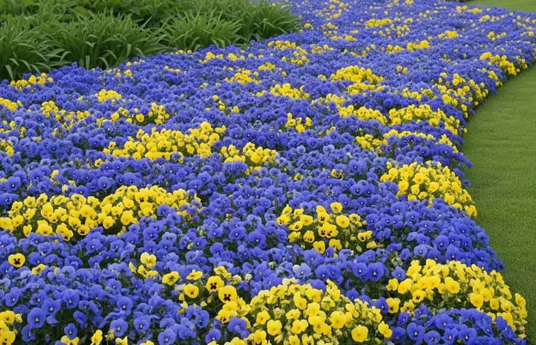 alfombra de viola cornuta en parque