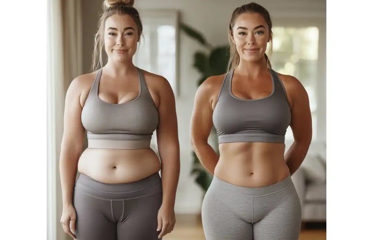 foto de mulher antes e depois de perder peso.