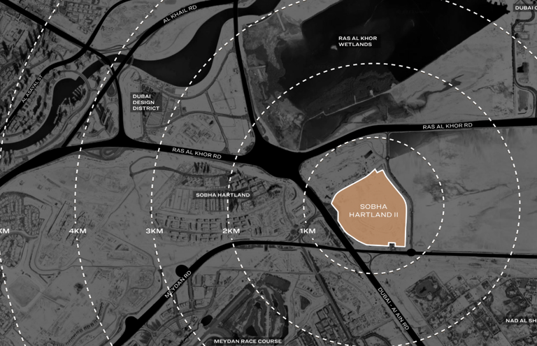 Masterplan of Sobha Hartland II – Prime Location Near Downtown Dubai & Meydan