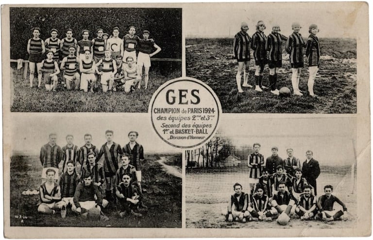 1924 French Postcard Featuring the Olympic Exhibition Basketball Games