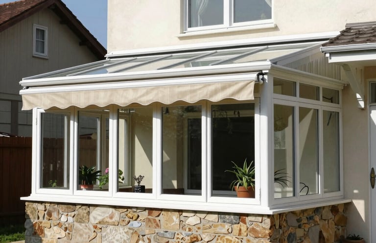 Steuerung des Sonnenschutzes für einen Wintergarten.