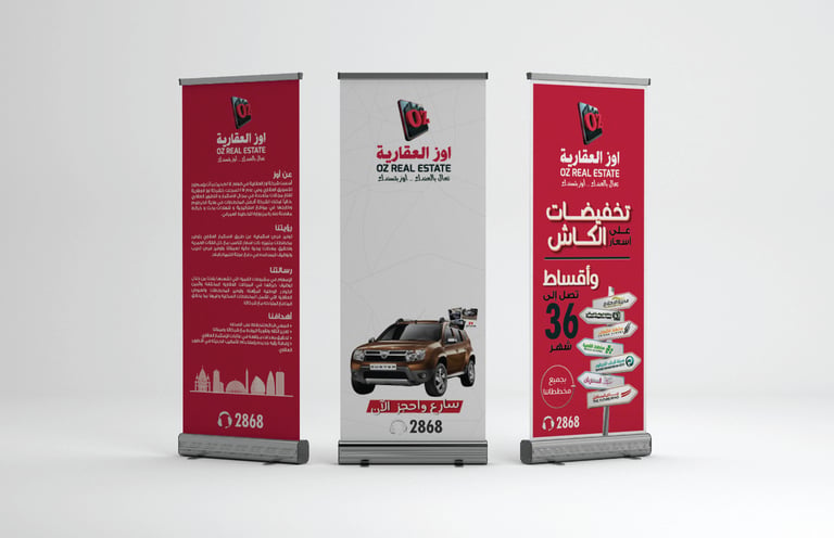 three roll up banner